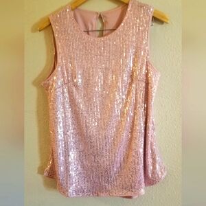 Womens NWT Pink Sleeveless Sequin Top Size L